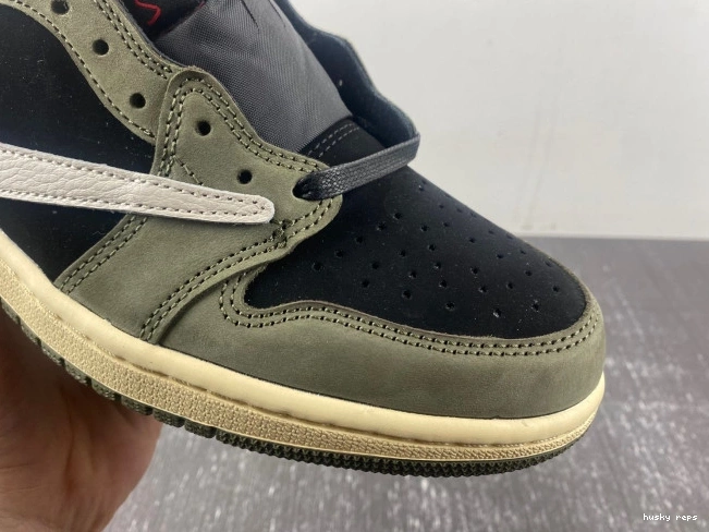 Rep Husky OG SP DM7866-002 'BLACK X TRAVIS SCOTT LOW AIR OLIVE' JORDAN 1 0705